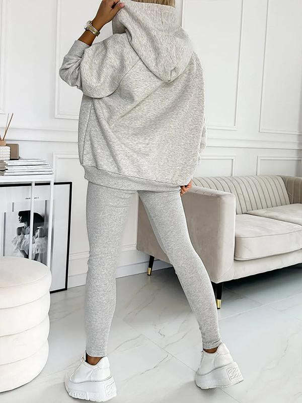 Ensemble Casual Chic Sweat Oversize à Boutons & Legging Ajusté
