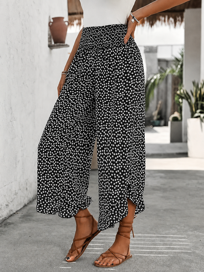 Pantalon Palazzo Fluide à Motif Pois