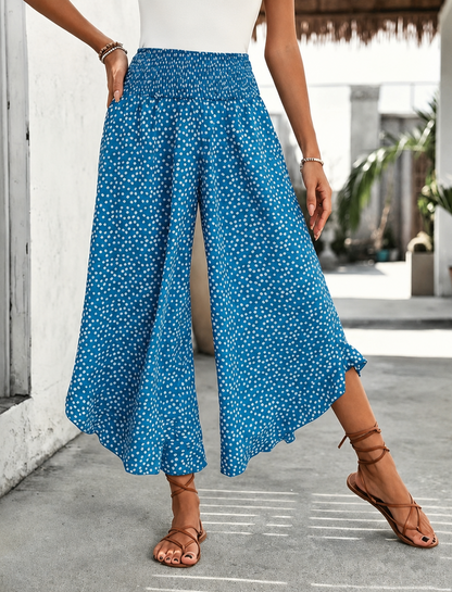 Pantalon Palazzo Fluide à Motif Pois