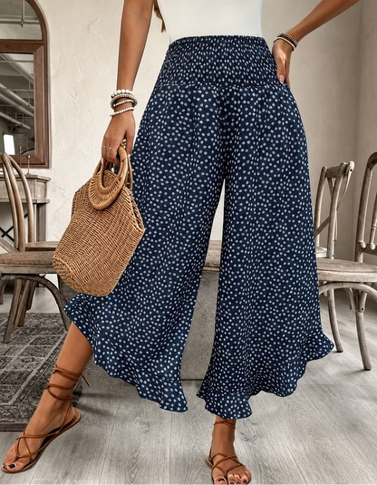 Pantalon Palazzo Fluide à Motif Pois
