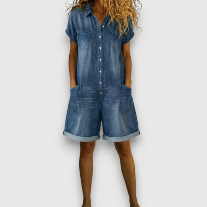 Combinaison Short en Denim Décontractée pour Femme