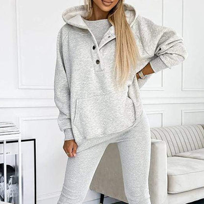 Ensemble Casual Chic Sweat Oversize à Boutons & Legging Ajusté